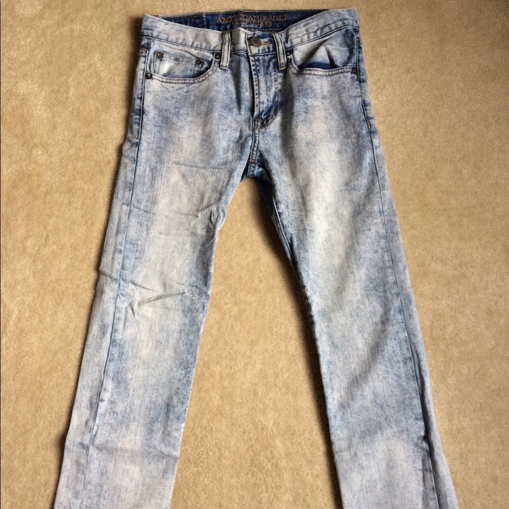 Mens AEO Slim Straight Acid Wash Jean 28x30